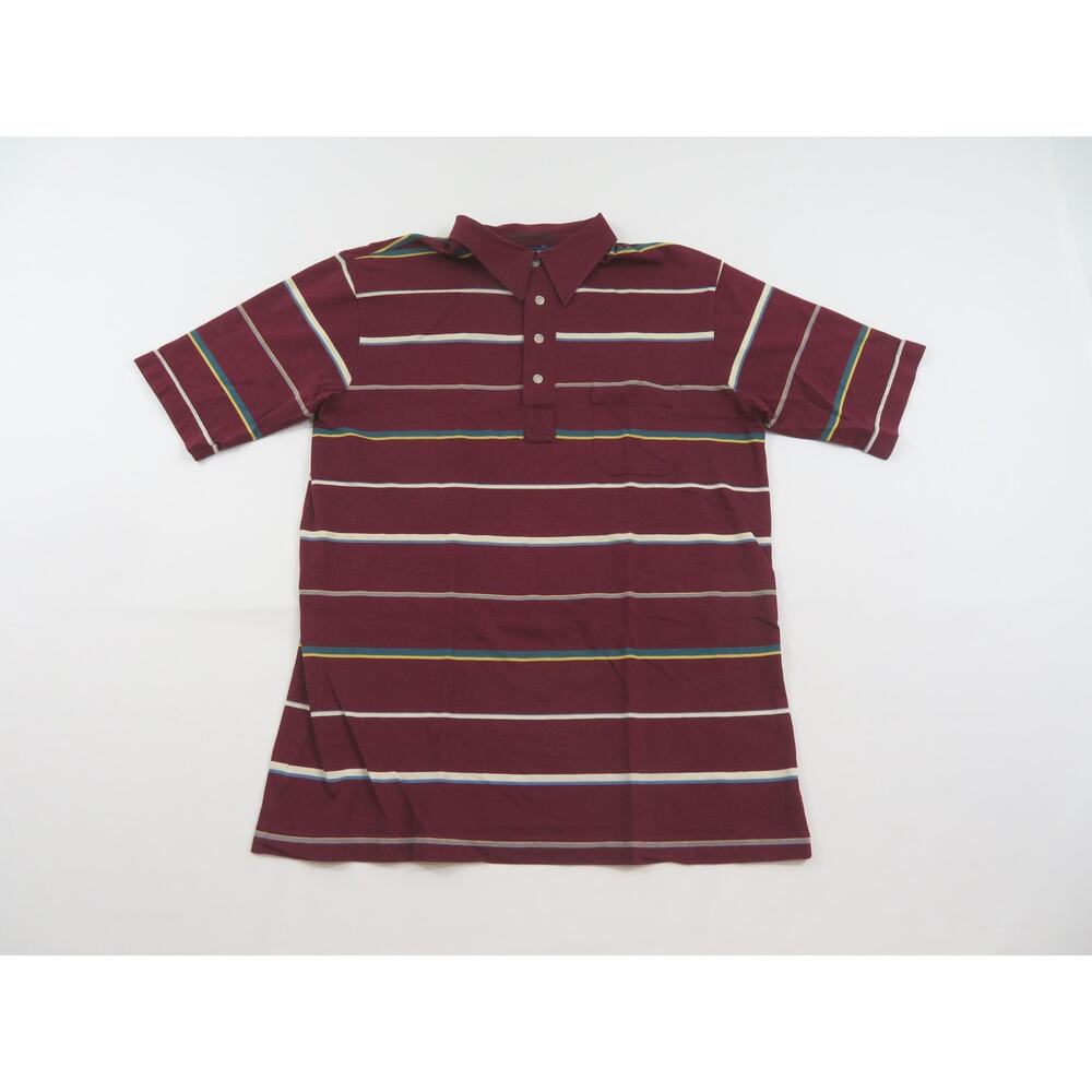 Tournament by Arrow Shirt, Polo Casual, Maroon Burgandy White Sz M 1980s